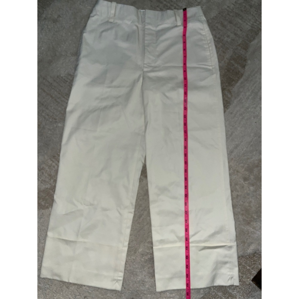 Zara Women Off White Cream High Waisted Wide Leg Cuffed Trouser Pants Size S 26 - Picture 4 of 10